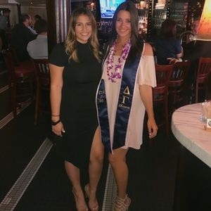 Black midi with leg slit & lace up back!